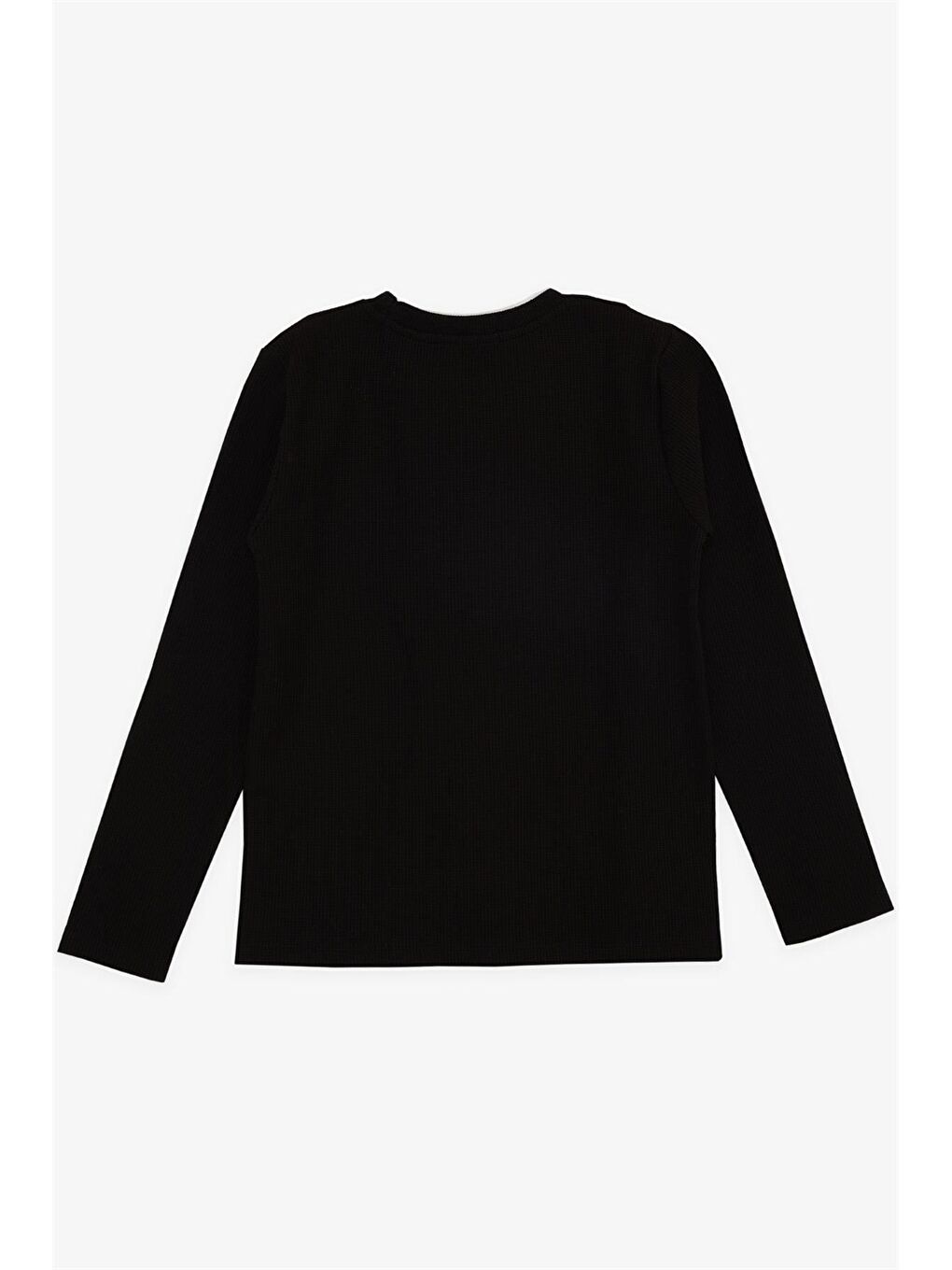 Siyah Bisiklet Yaka Uzun Kollu Erkek Çocuk Tişört-1