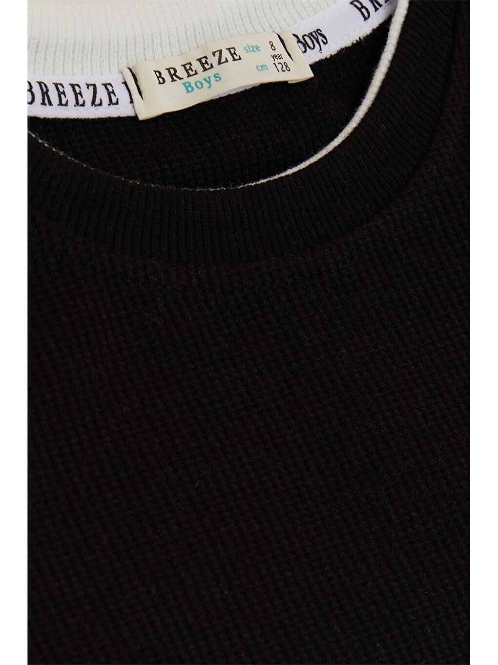 Siyah Bisiklet Yaka Uzun Kollu Erkek Çocuk Tişört-2
