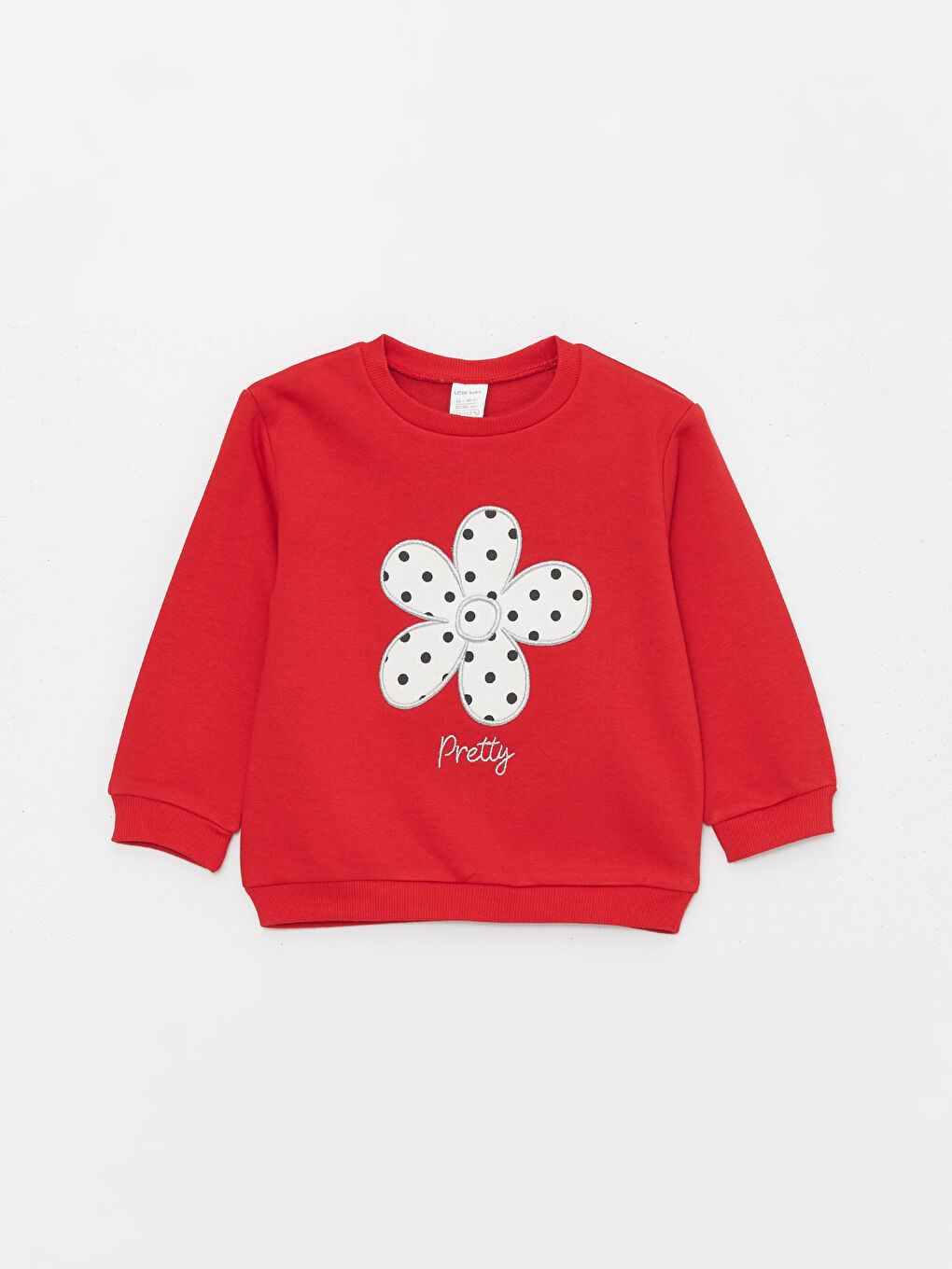 Kırmızı Bisiklet Yaka Uzun Kollu Baskılı Kız Bebek Sweatshirt