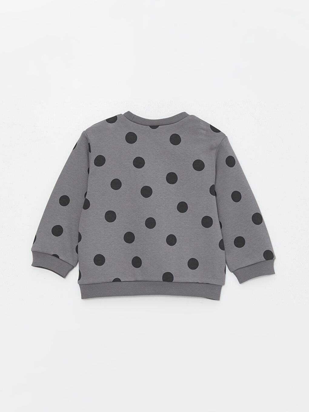 Antrasit Bisiklet Yaka Uzun Kollu Baskılı Kız Bebek Sweatshirt-1