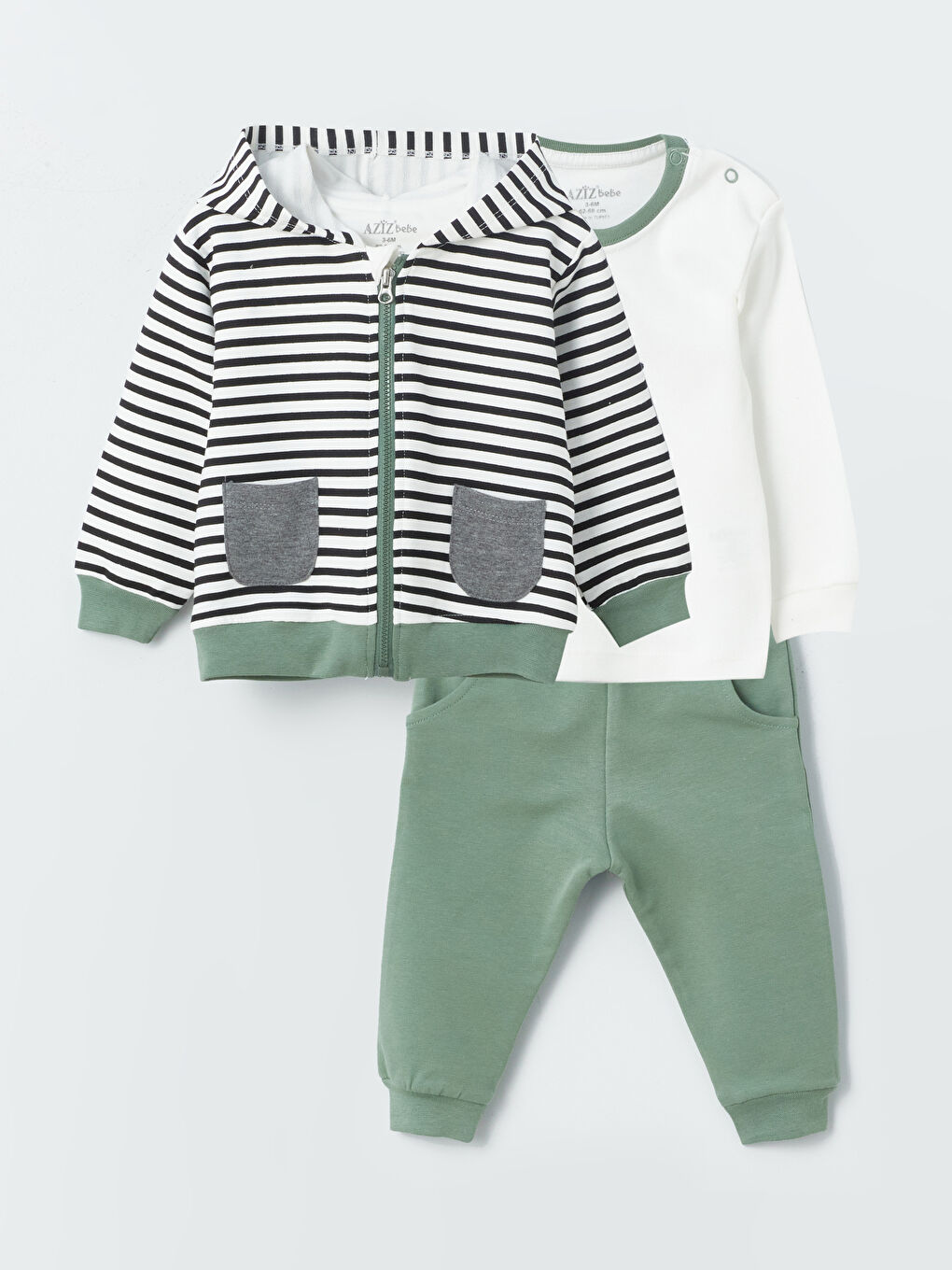 Yeşil Baskılı Erkek Bebek Takım 3'lü