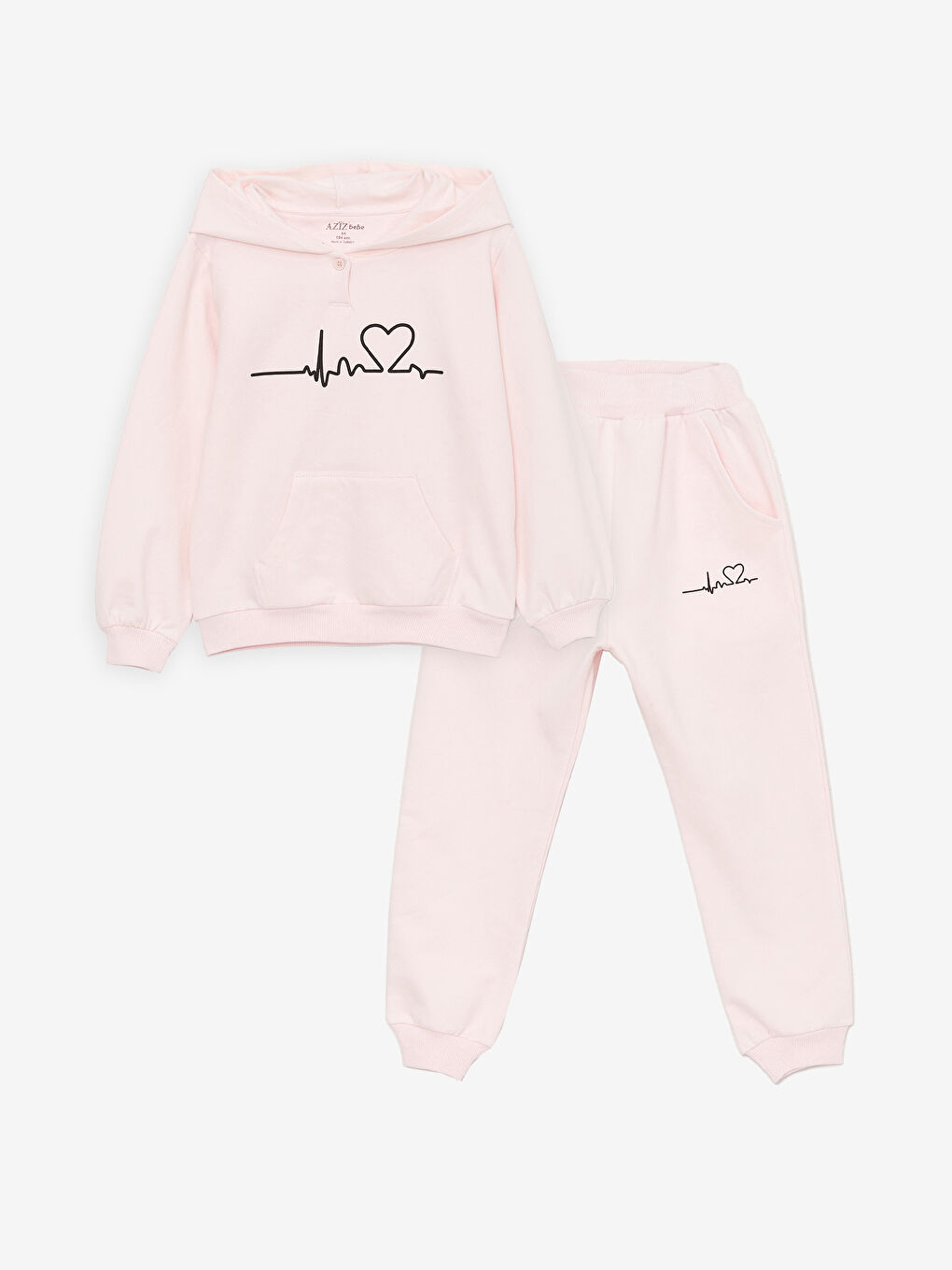 Yeşil Baskılı Uzun Kollu Kız Çocuk Hoodie ve Eşofman Altı