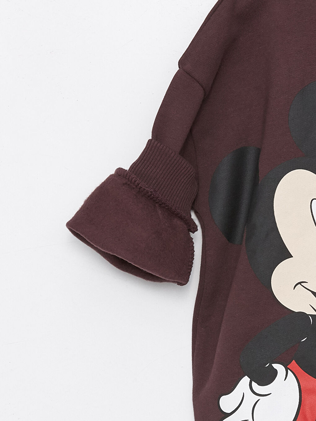 LCW baby Koyu Mürdüm Bisiklet Yaka Uzun Kollu Mickey Mouse Baskılı Erkek Bebek Sweatshirt - 1