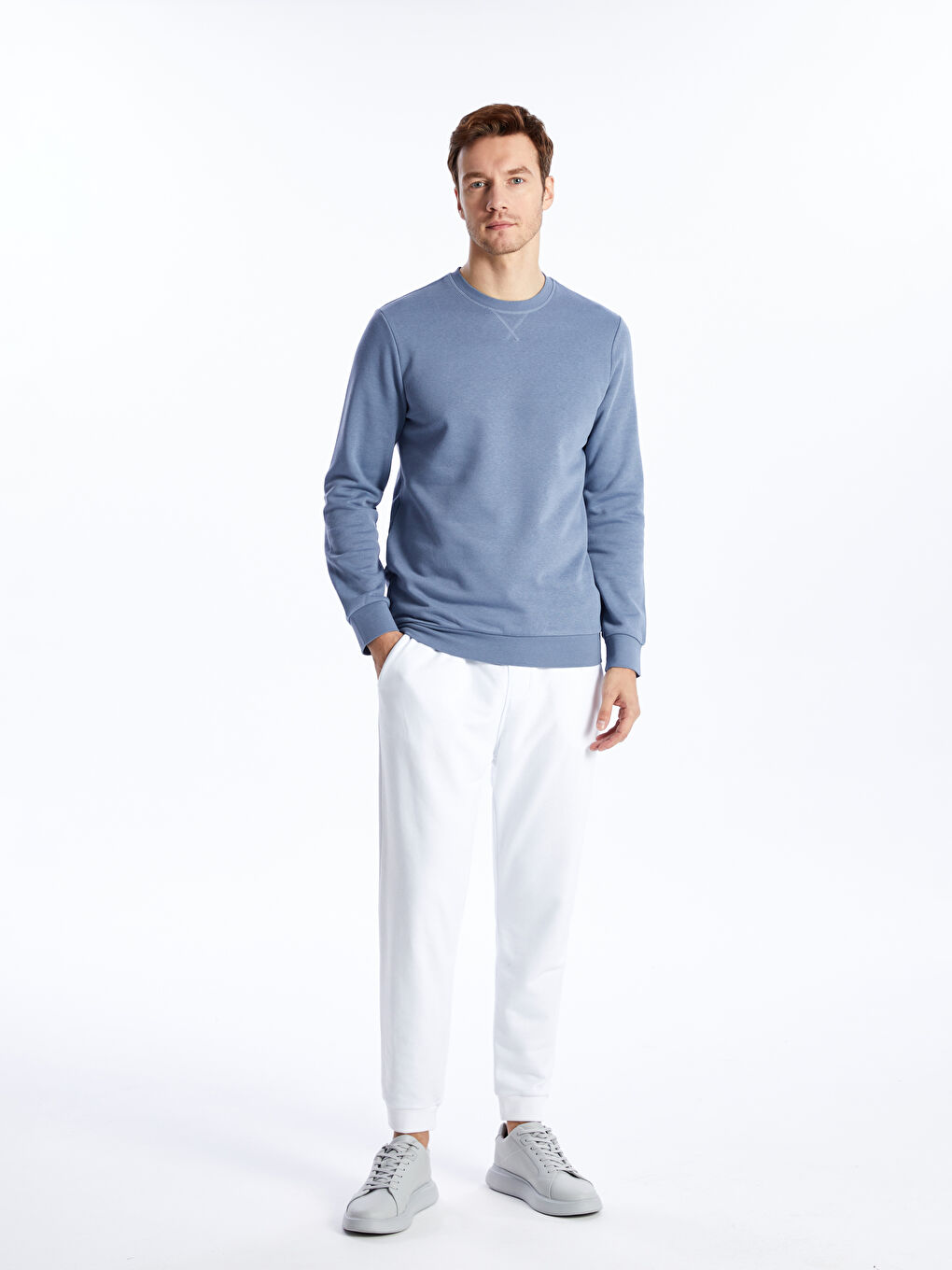 Beyaz Standart Kalıp Erkek Jogger Eşofman Altı