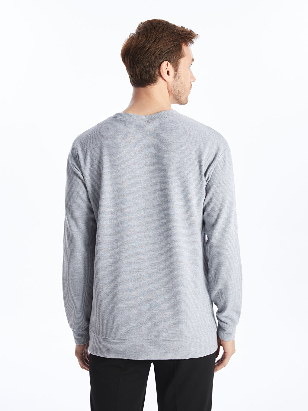 LCW ECO Gri Bisiklet Yaka Uzun Kollu Erkek Sweatshirt - 4