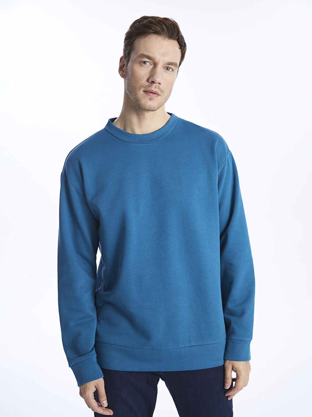 LCW ECO Petrol Bisiklet Yaka Uzun Kollu Erkek Sweatshirt