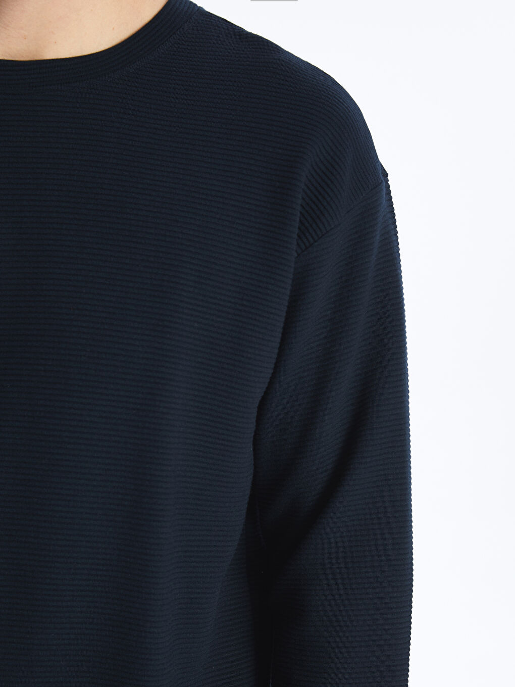 Lacivert Bisiklet Yaka Uzun Kollu Erkek Sweatshirt-3