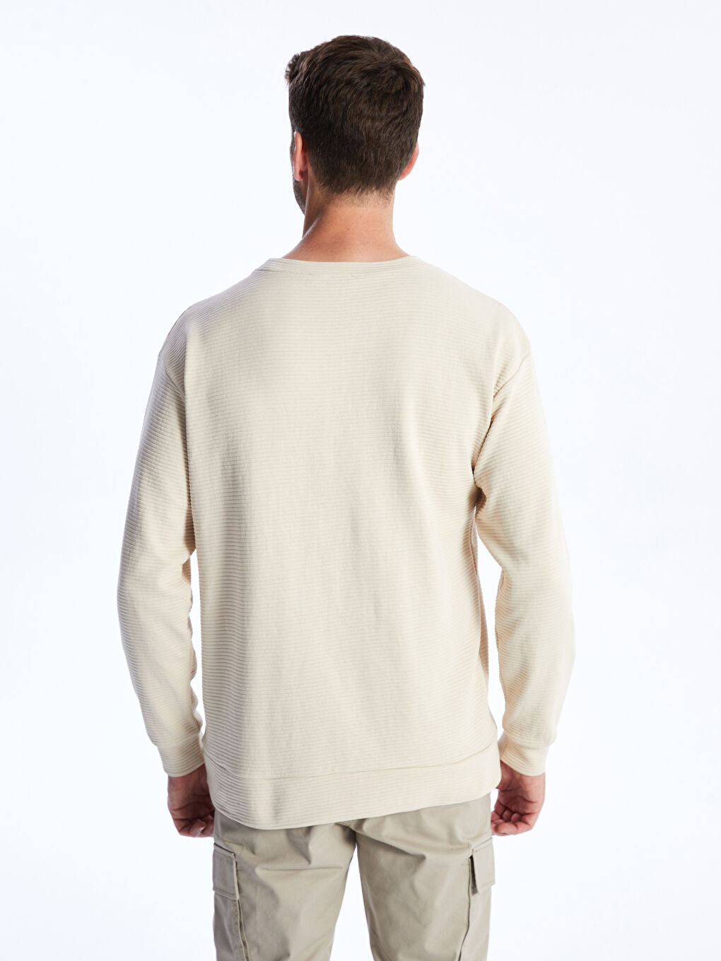 LCW ECO Bej Bisiklet Yaka Uzun Kollu Erkek Sweatshirt - 4