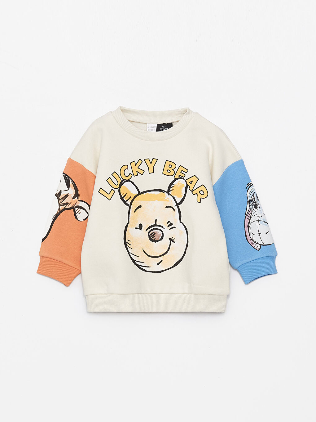 LCW baby Açık Bej Bisiklet Yaka Uzun Kollu Winnie the Pooh Baskılı Erkek Bebek Sweatshirt ve Pantolon 2'li Takım - 1