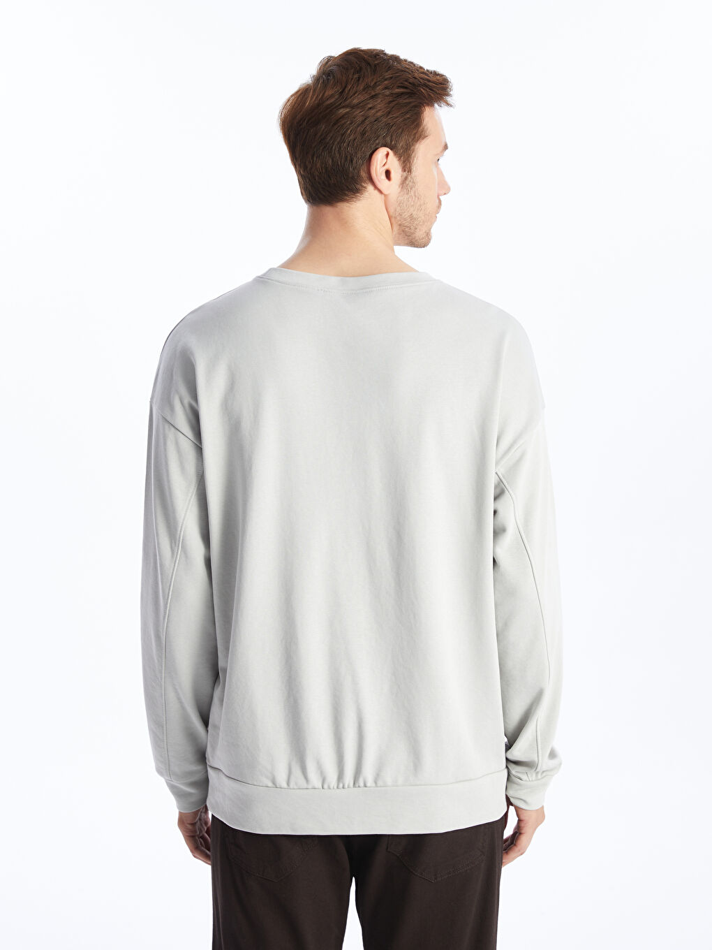 LCW ECO Gri Bisiklet Yaka Uzun Kollu Baskılı Erkek Kalın Sweatshirt - 4