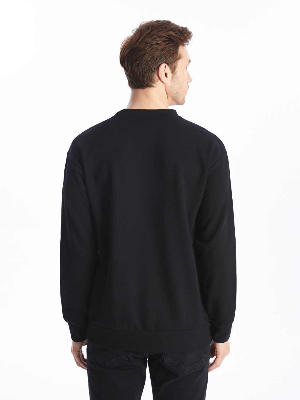 LCW ECO Siyah Bisiklet Yaka Uzun Kollu Erkek Sweatshirt - 4