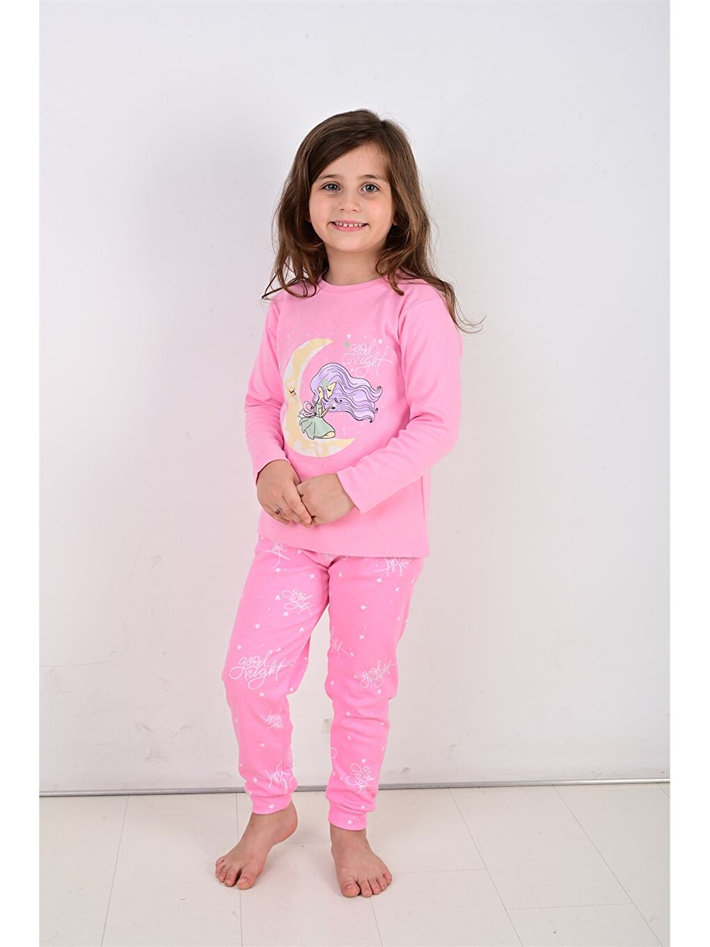 Vitmo Pembe Bisiklet Yaka Kız Bebek Pijama Takımı