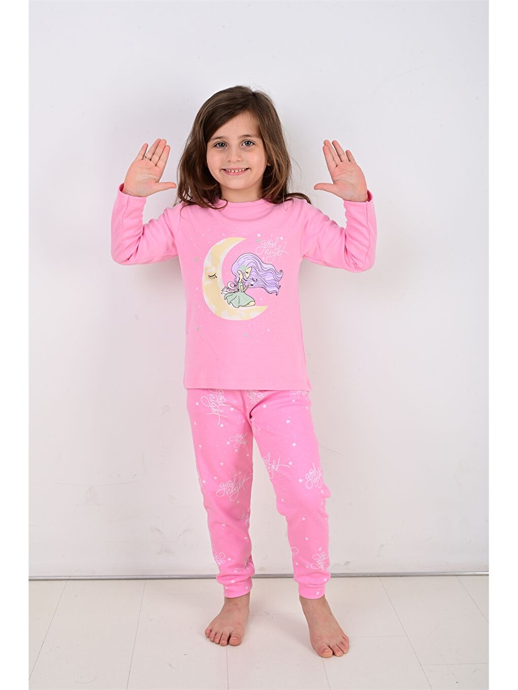 Vitmo Pembe Bisiklet Yaka Kız Bebek Pijama Takımı - 1