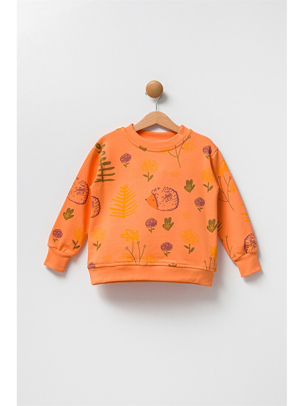 Turuncu Bisiklet Yaka Uzun Kollu Kız Bebek Sweatshirt