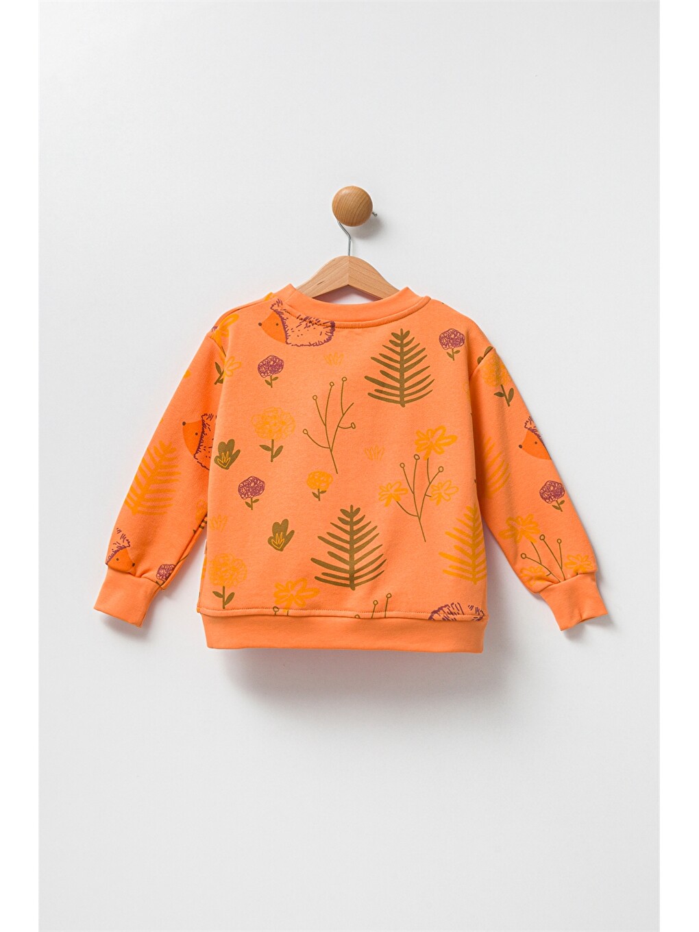 Turuncu Bisiklet Yaka Uzun Kollu Kız Bebek Sweatshirt-1