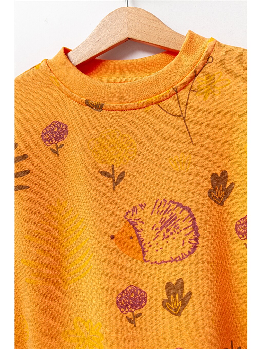 Turuncu Bisiklet Yaka Uzun Kollu Kız Bebek Sweatshirt-2