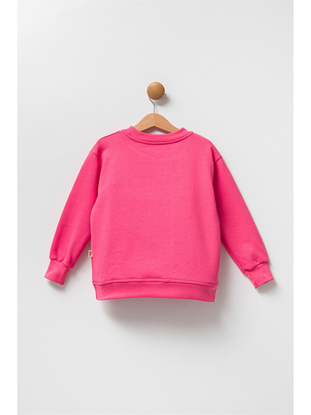 Fuşya Bisiklet Yaka Uzun Kollu Kız Bebek Sweatshirt-1
