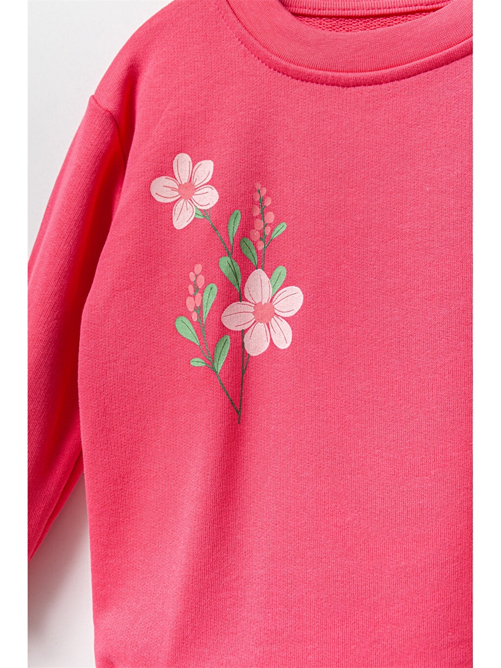 Fuşya Bisiklet Yaka Uzun Kollu Kız Bebek Sweatshirt-2
