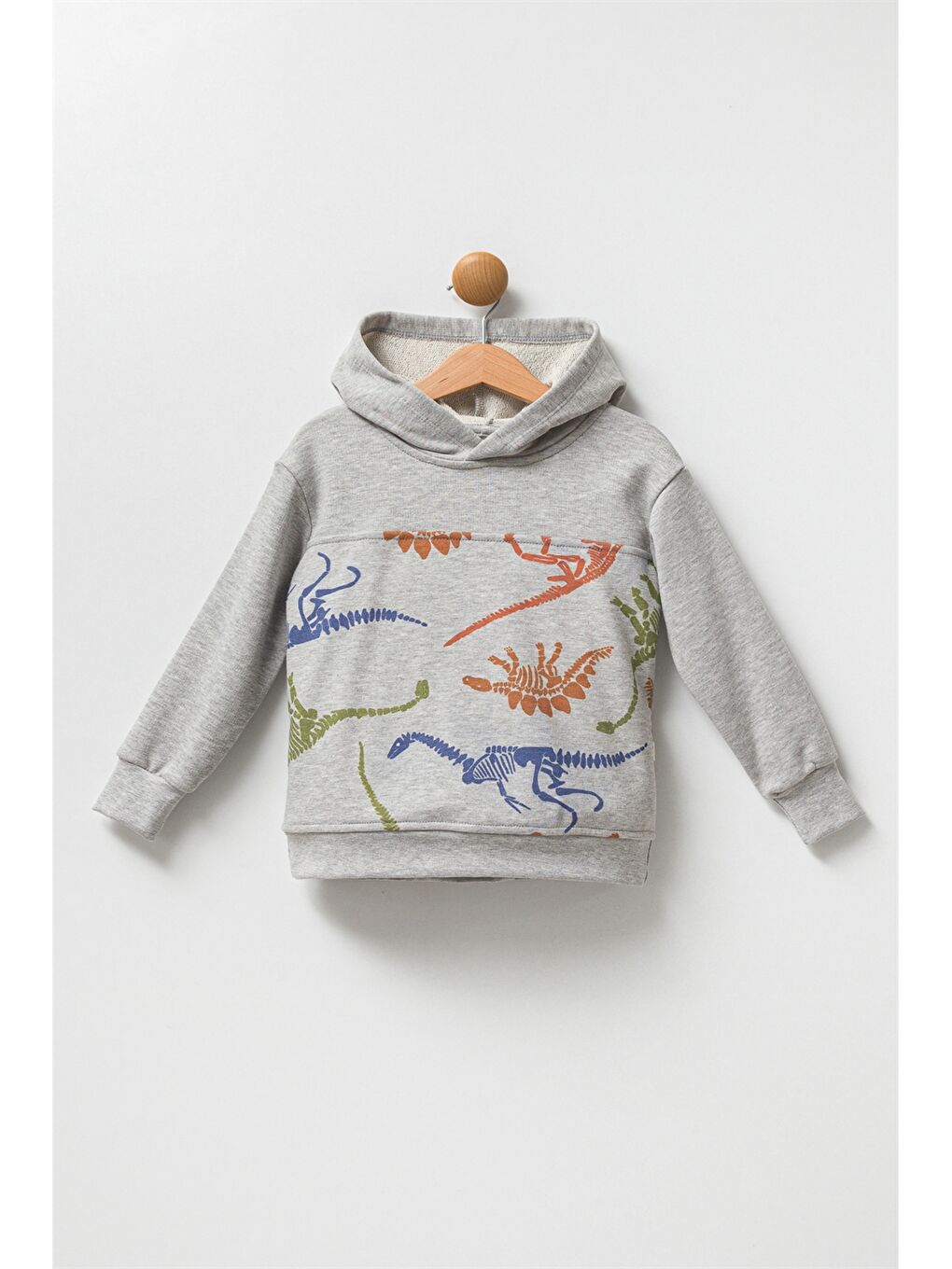 Pija Pija Gri Uzun Kollu Baskılı Erkek Bebek Hoodie