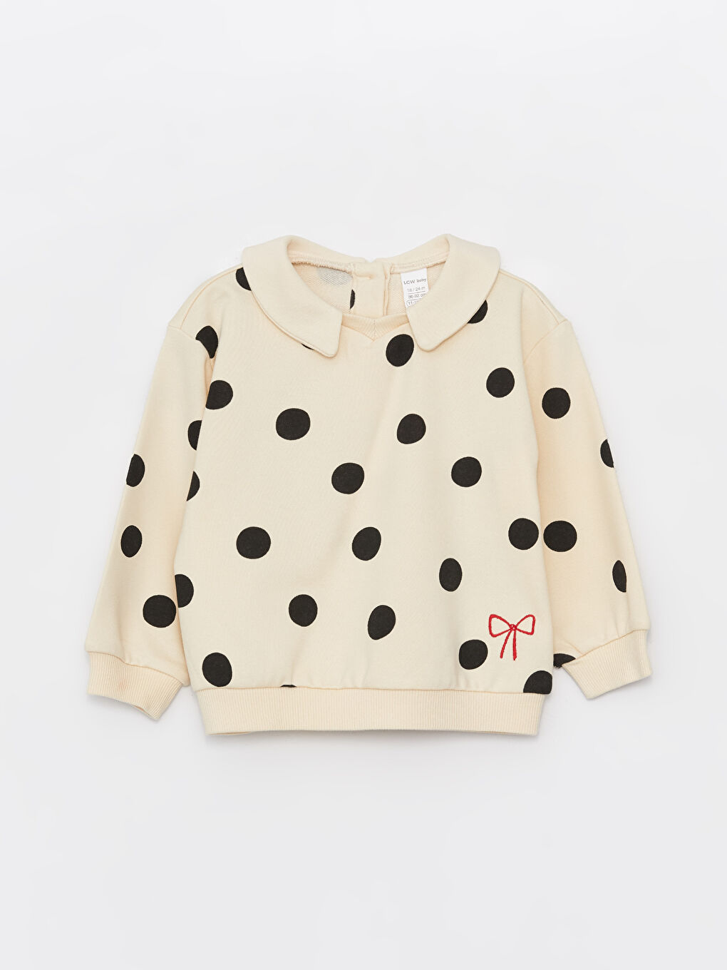 Ekru Polo Yaka Uzun Kollu Kız Bebek Sweatshirt