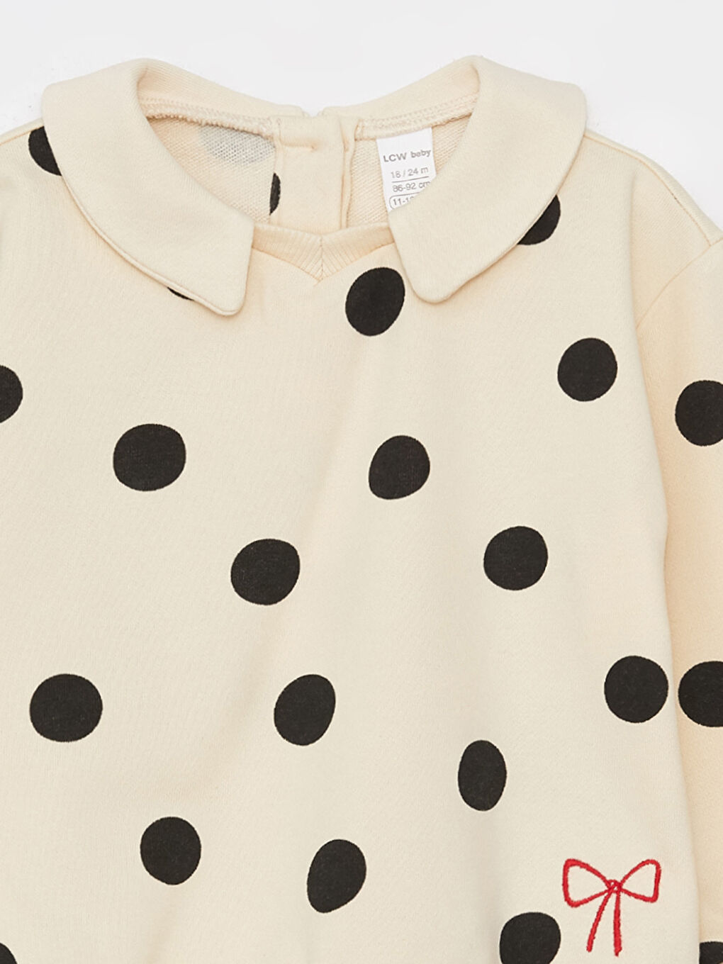 Ekru Polo Yaka Uzun Kollu Kız Bebek Sweatshirt-2