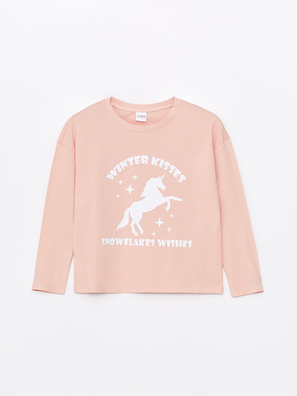 Pembe Bisiklet Yaka Kız Çocuk Pijama Üst