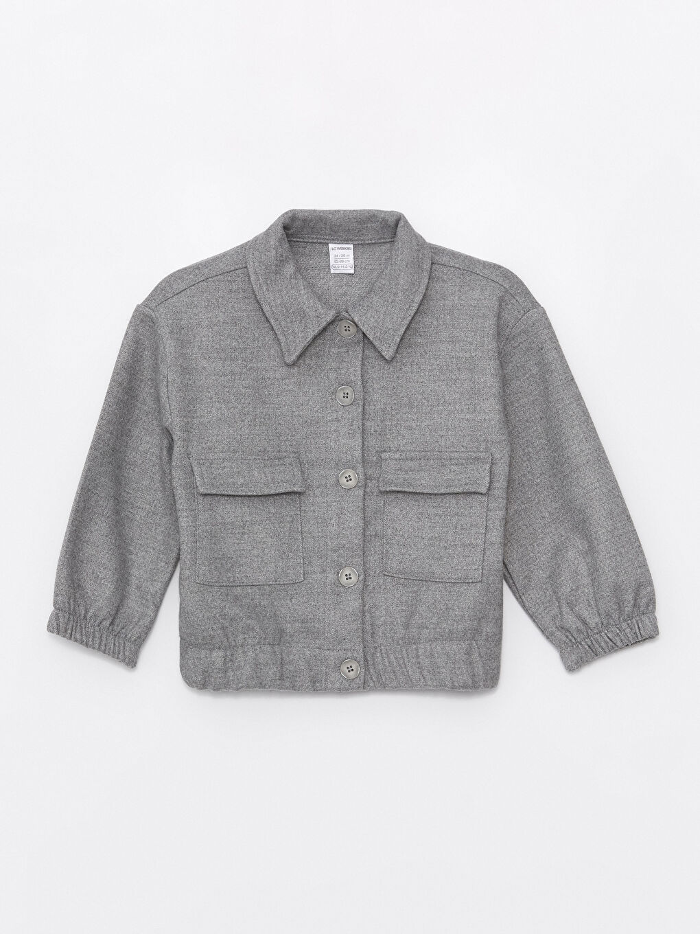 Gri Basic Uzun Kollu Kız Bebek Gömlek Ceket-3