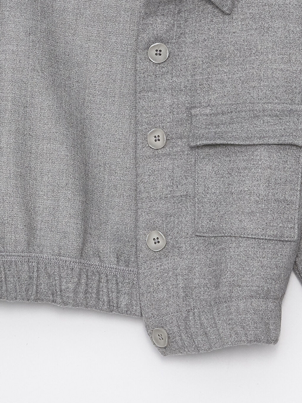 Gri Basic Uzun Kollu Kız Bebek Gömlek Ceket-4