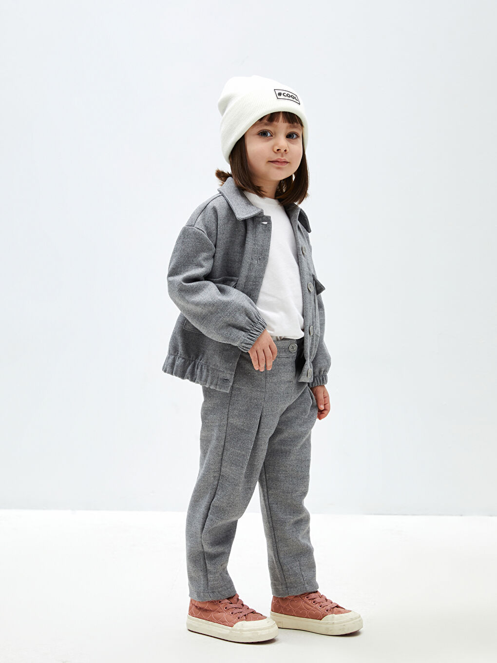 LCW baby Grey Mel - Lacivert Beli Lastikli Basic Kız Bebek Pantolon