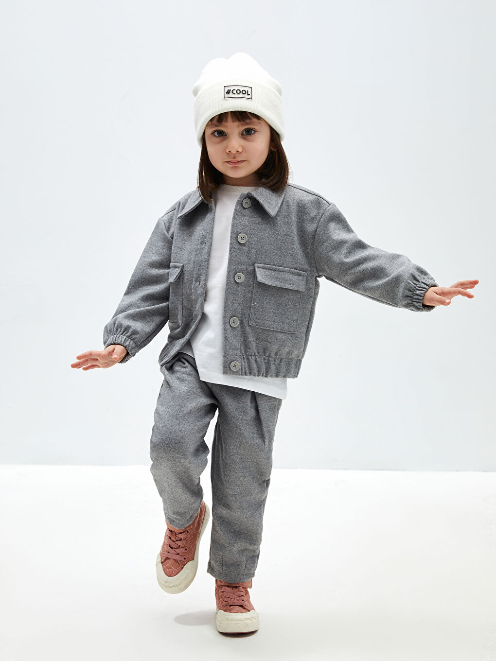 LCW baby Grey Mel - Lacivert Beli Lastikli Basic Kız Bebek Pantolon - 1