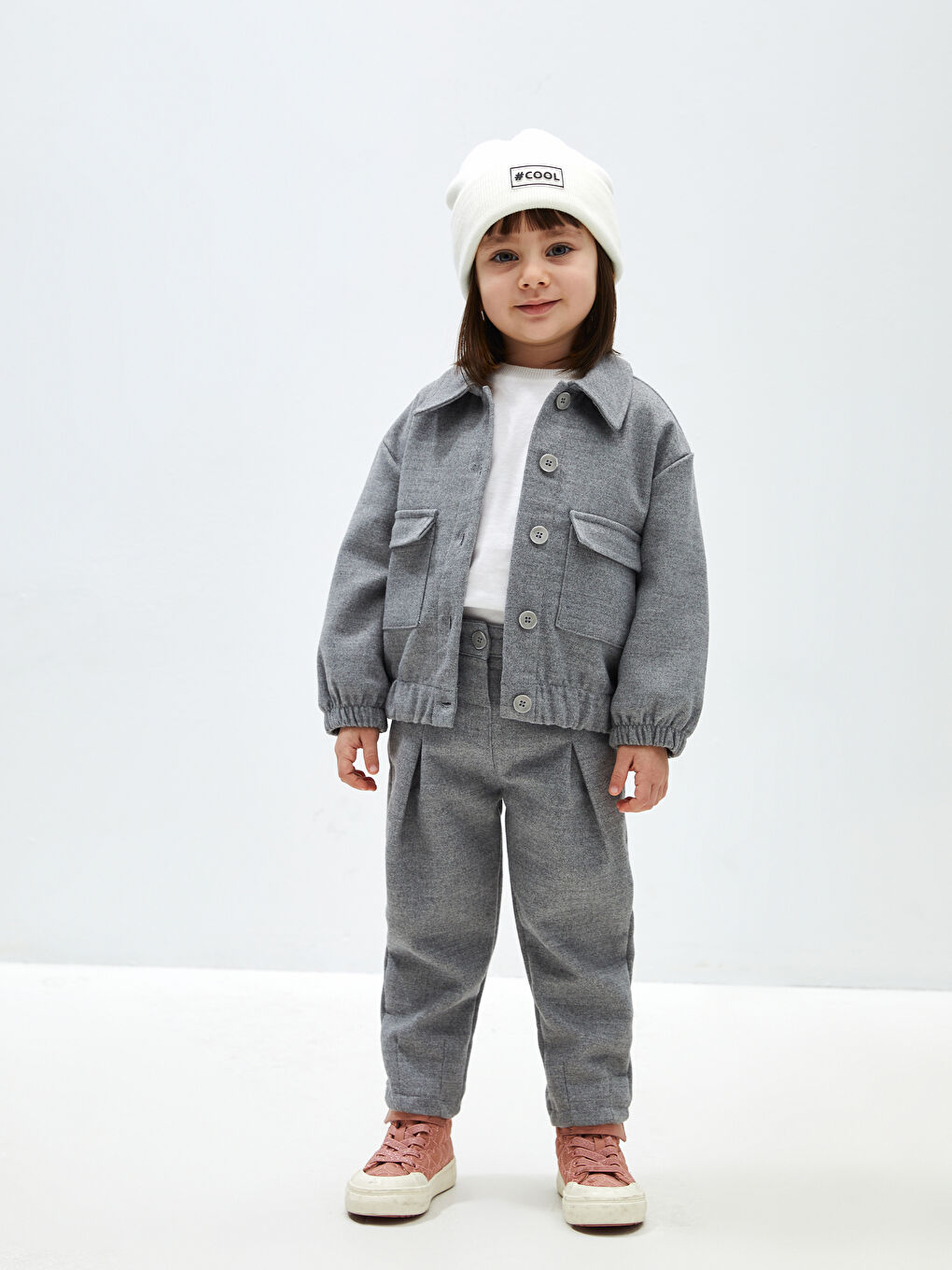 LCW baby Grey Mel - Lacivert Beli Lastikli Basic Kız Bebek Pantolon - 2