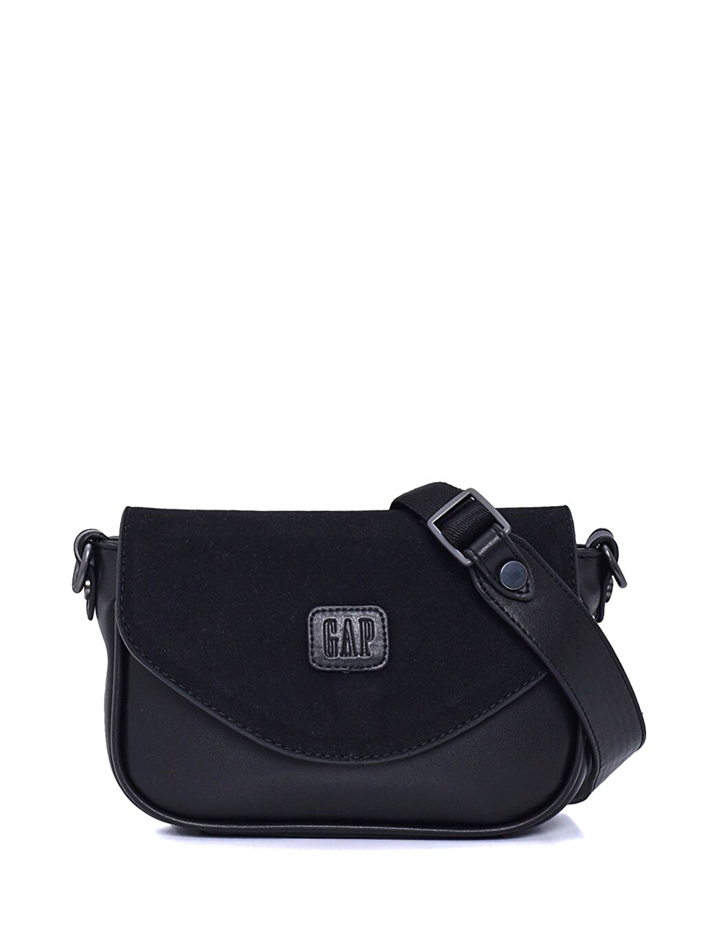 Siyah Deri Görünümlü Kadın Çapraz Çanta