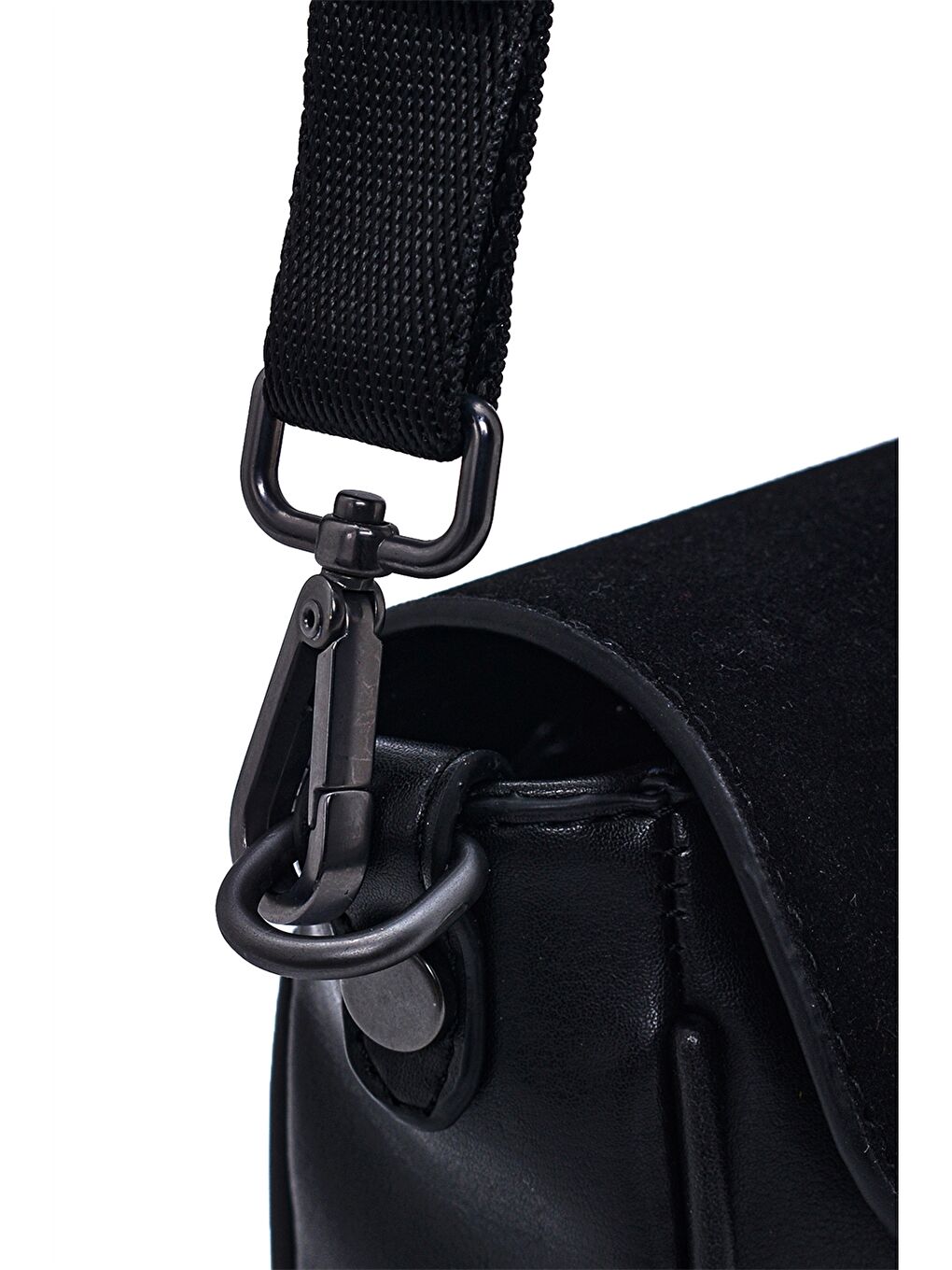 Siyah Deri Görünümlü Kadın Çapraz Çanta-3