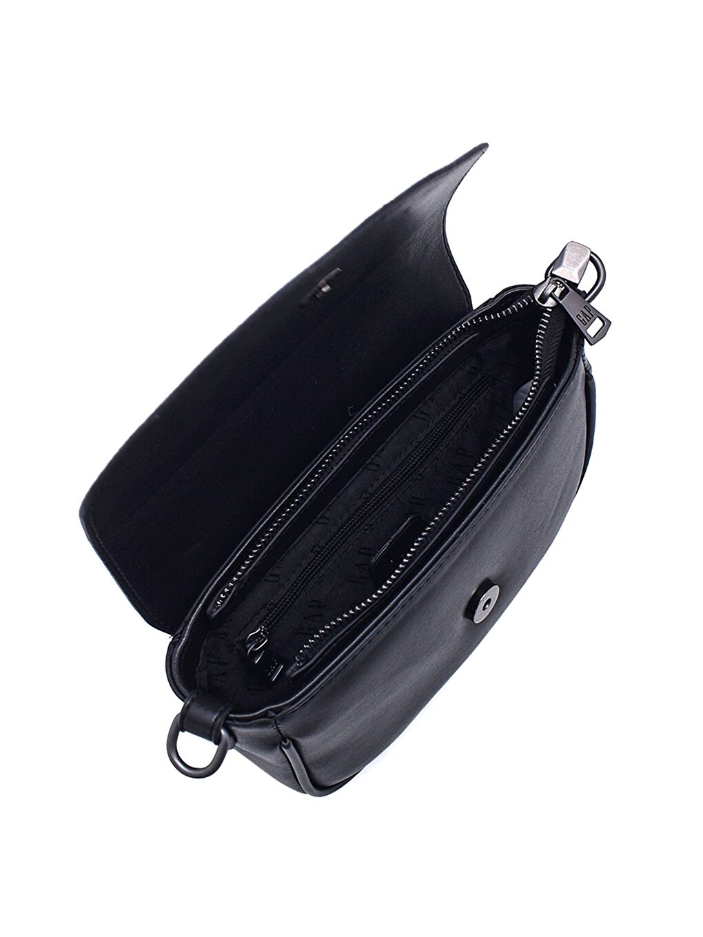 Siyah Deri Görünümlü Kadın Çapraz Çanta-5