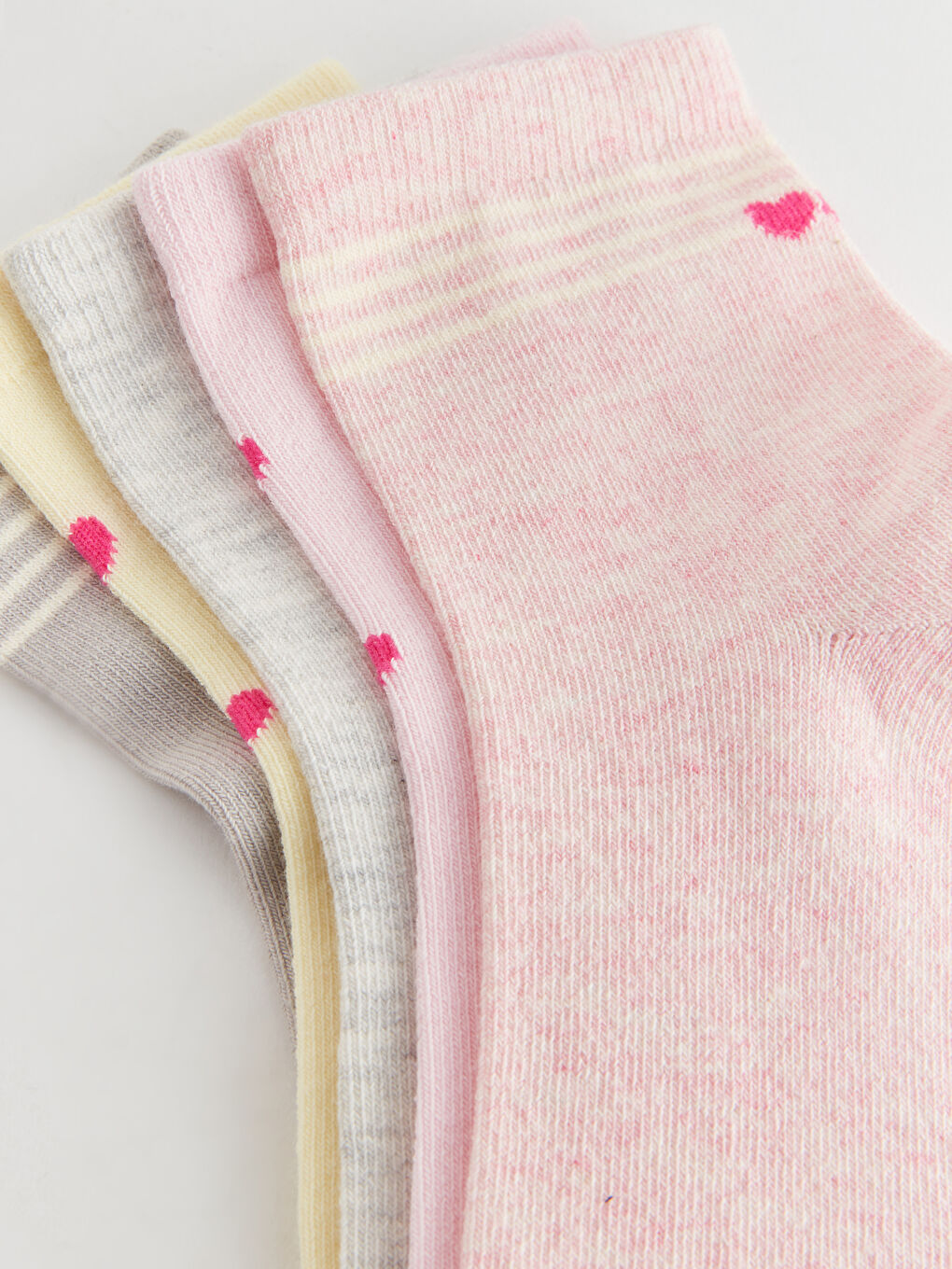 Pembe Desenli Kadın Soket Çorap 5'li-2