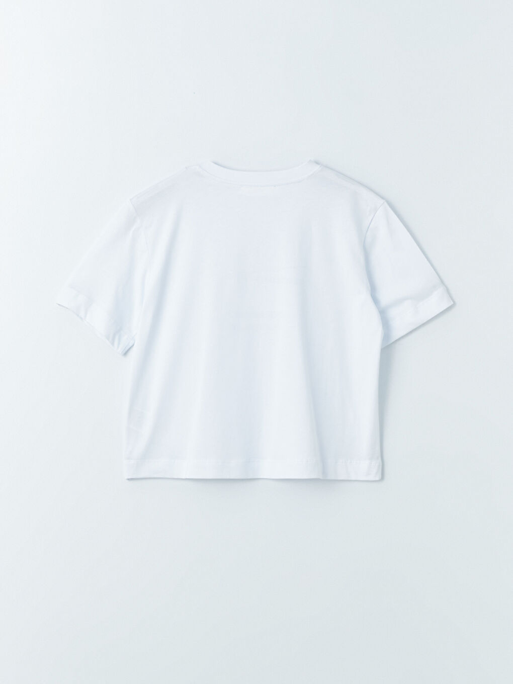 Beyaz Petite Bisiklet Yaka Düz Kısa Kollu Kadın Tişört-6