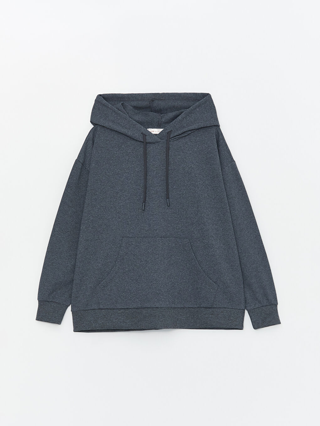 LCW DREAM Antrasit Melanj Petite Düz Uzun Kollu Kadın Hoodie - 5