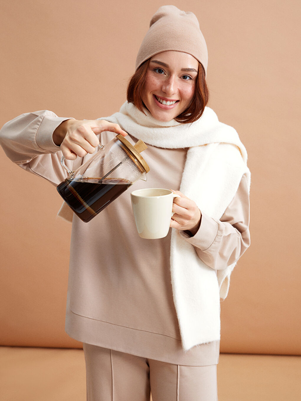 Petite Crew Neck Plain Long Sleeve Women's Sweatshirt -W3KA95Z8-GJH