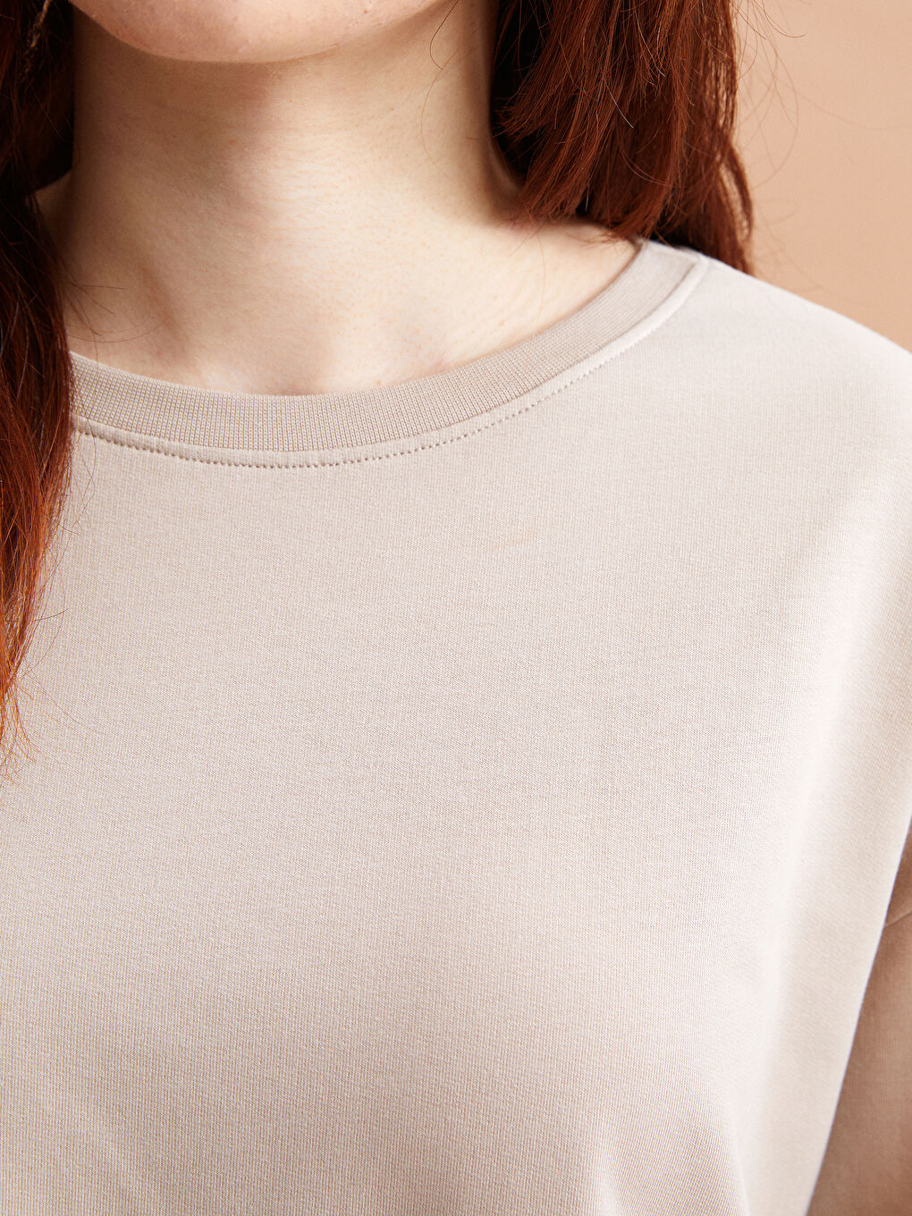 Petite Crew Neck Plain Long Sleeve Women's Sweatshirt -W3KA95Z8-GJH