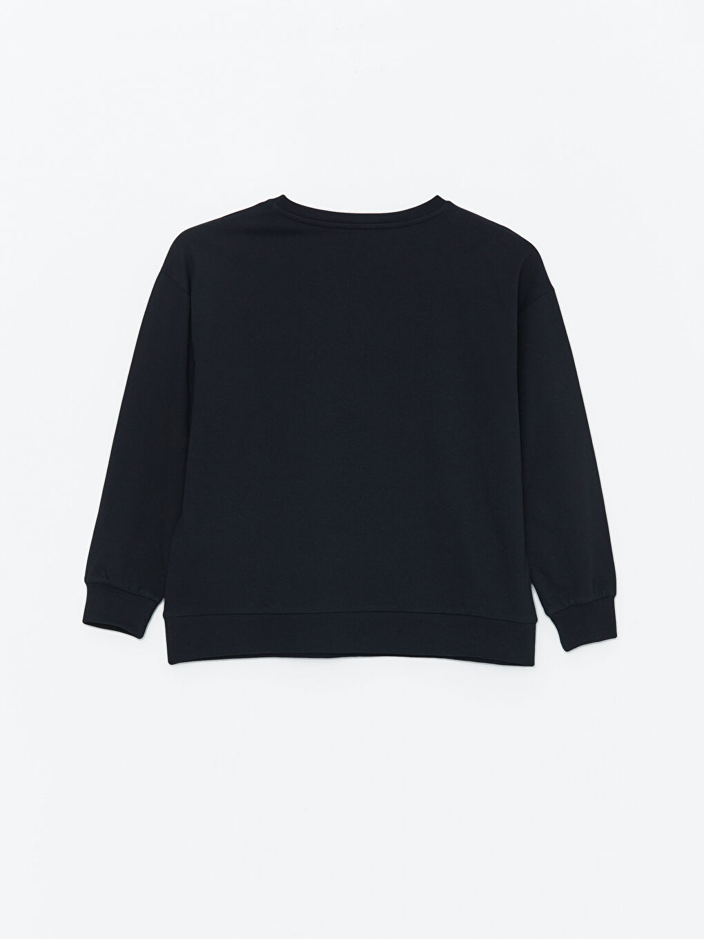 Siyah Petite Bisiklet Yaka Düz Uzun Kollu Kadın Sweatshirt-5