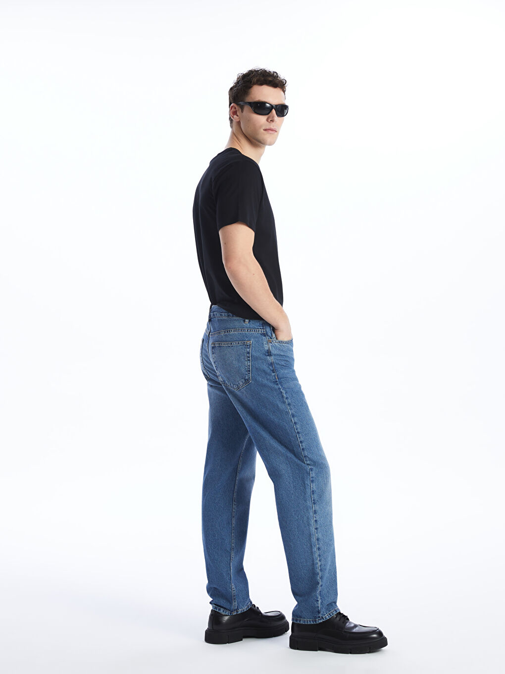 İndigo Baggy Fit Erkek Jean Pantolon-1