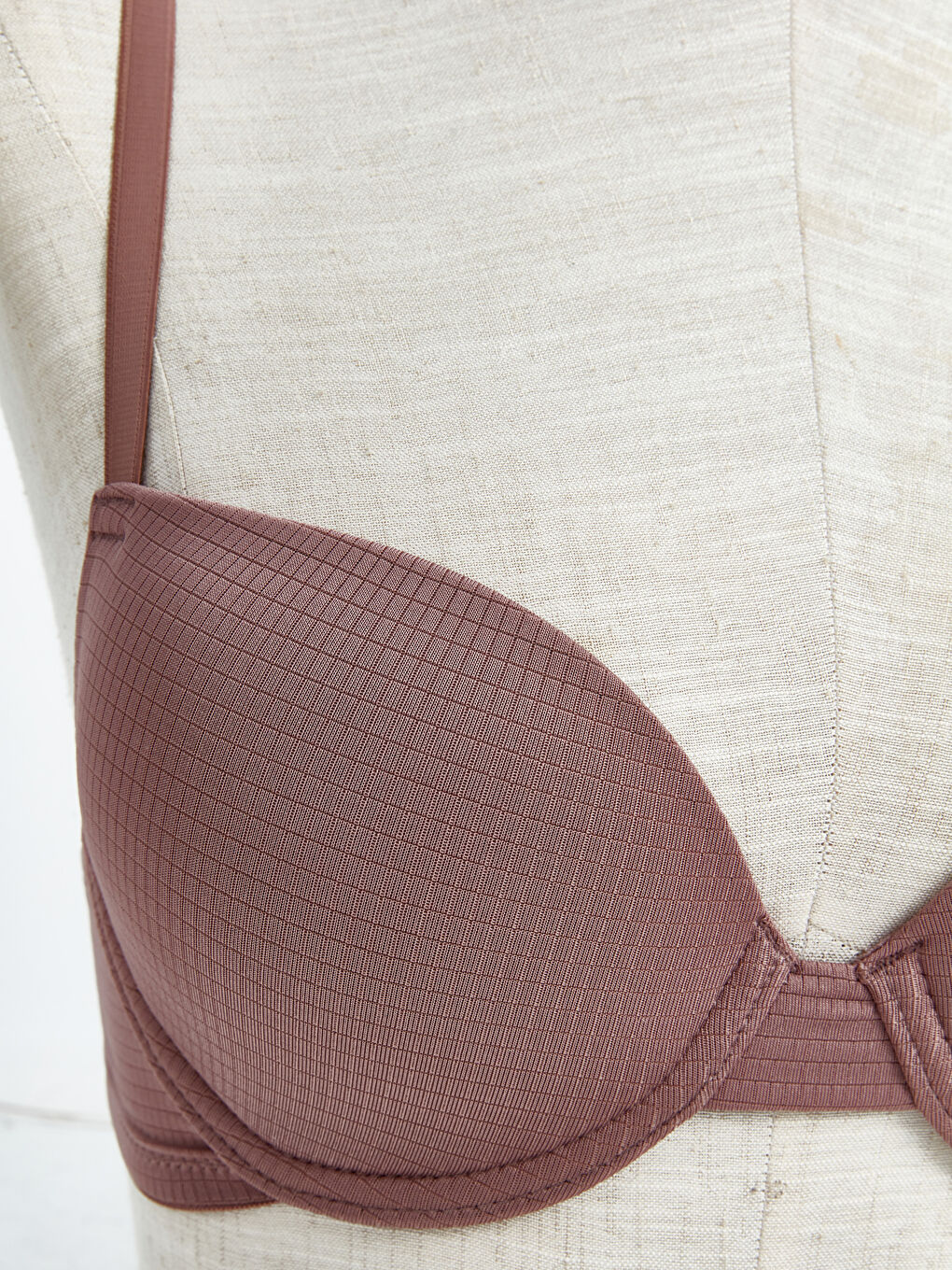 Bordo Balenli Dolgusuz Düz Tişört Sütyen-2