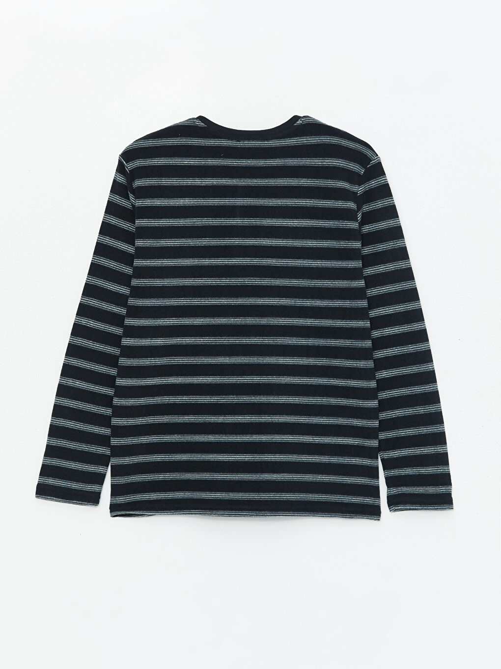 Siyah Bisiklet Yaka Uzun Kollu Erkek Pijama Üst-6