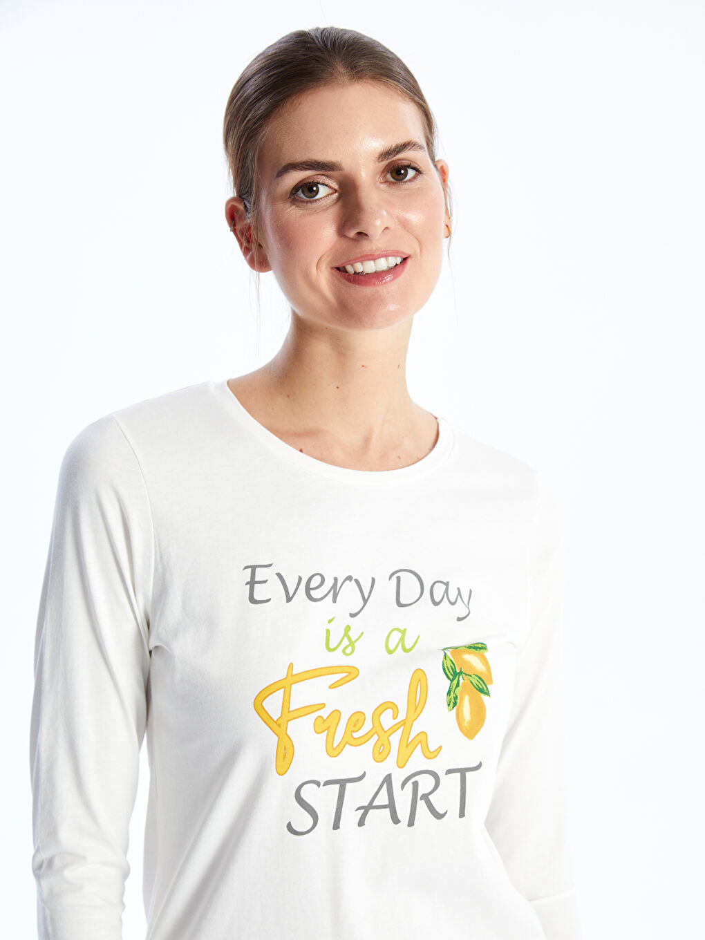 Mavi Bisiklet Yaka Baskılı Uzun Kollu Kadın Pijama Takımı-2