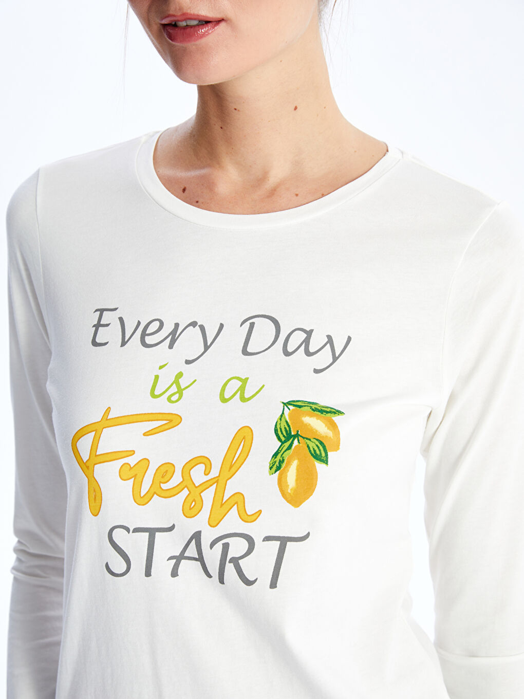 Mavi Bisiklet Yaka Baskılı Uzun Kollu Kadın Pijama Takımı-3