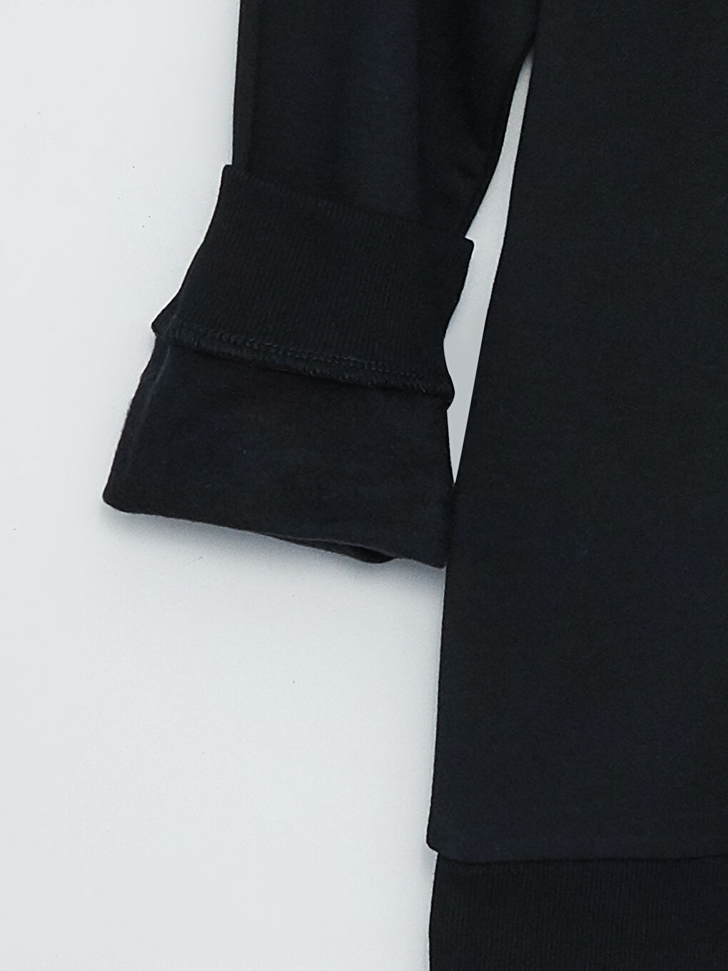 Siyah Bisiklet Yaka Düz Uzun Kollu Kadın Sweatshirt-7