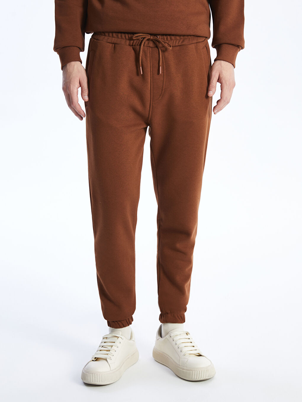 Kahverengi Slim Fit Erkek Kalın Eşofman Altı-2