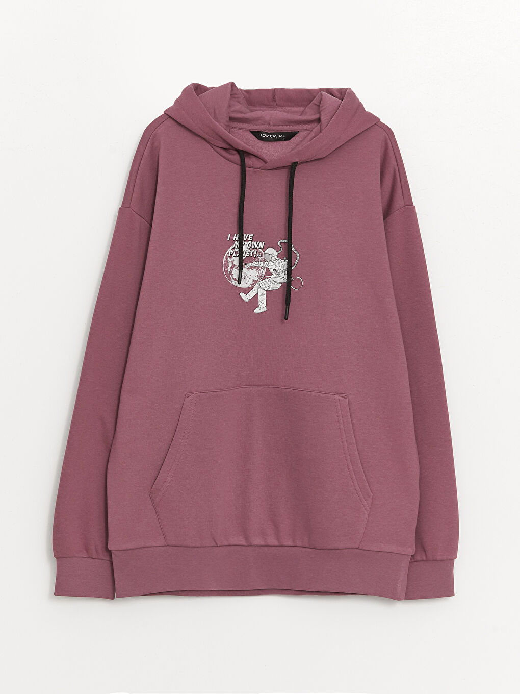 LCW Casual Açık Mürdüm Uzun Kollu Baskılı Erkek Hoodie - 5