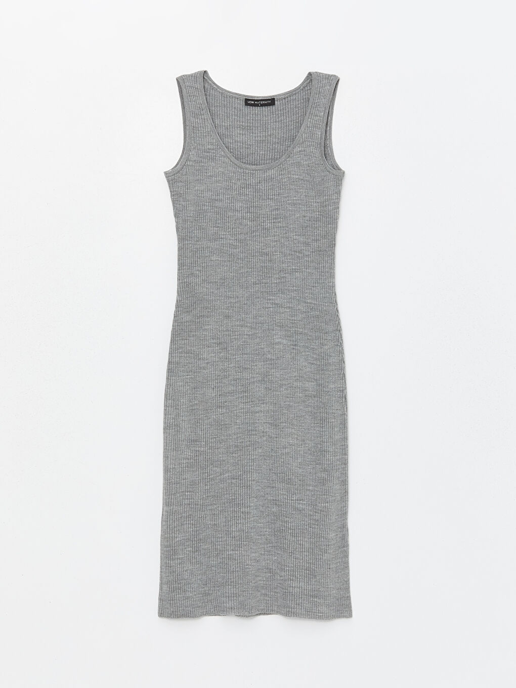 Antrasit U Yaka Dokulu Hamile Triko Elbise