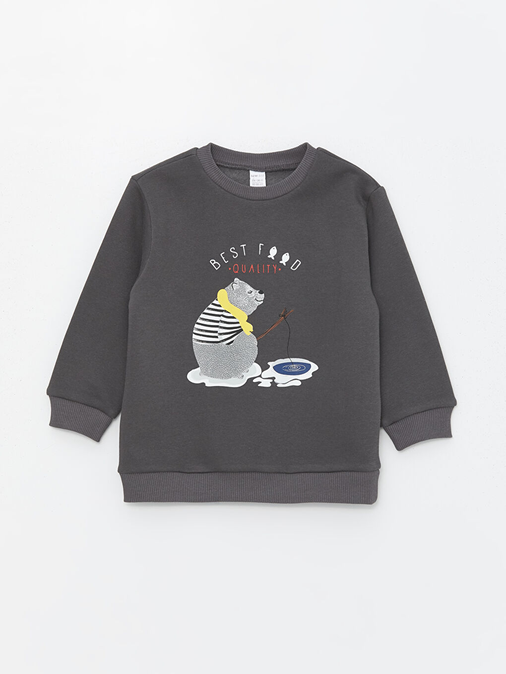 LCW ECO Antrasit Bisiklet Yaka Uzun Kollu Baskılı Erkek Bebek Sweatshirt